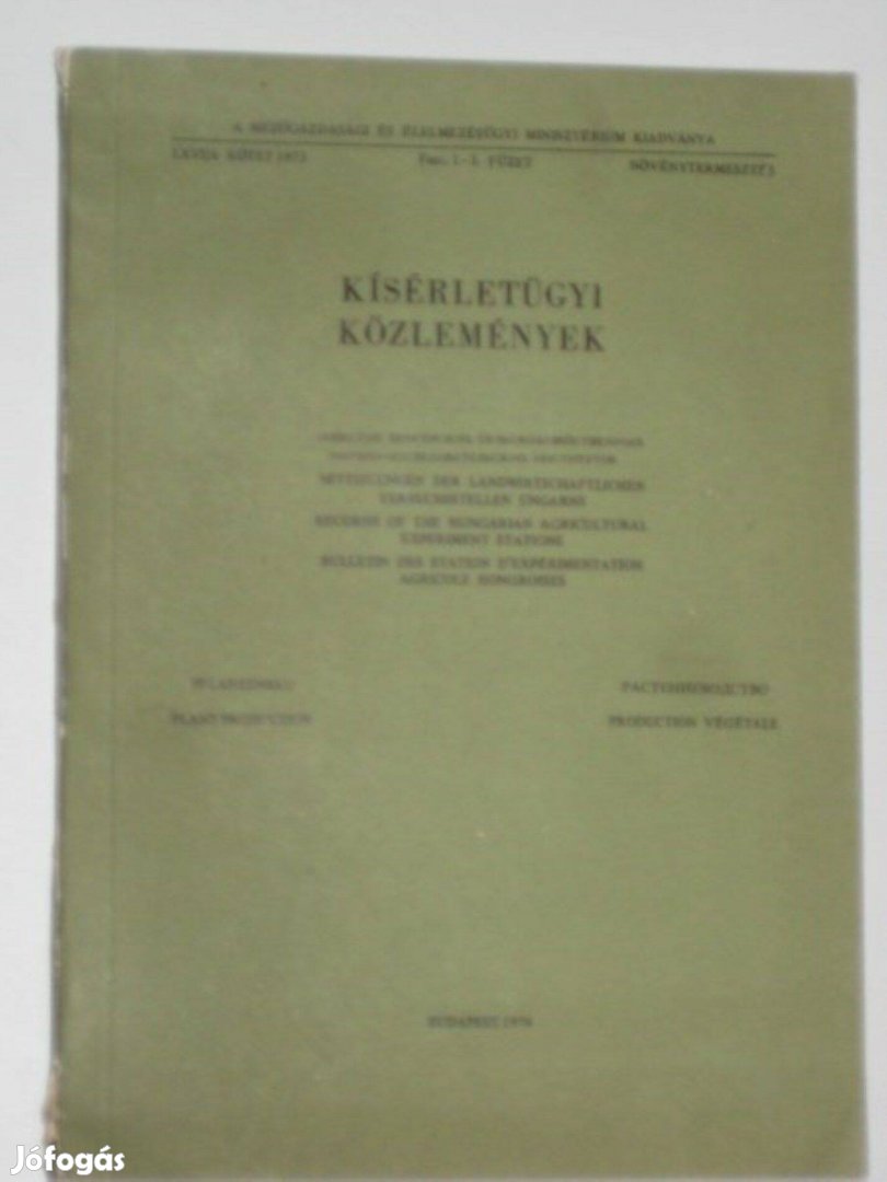 Kísérleti közlemények 1974