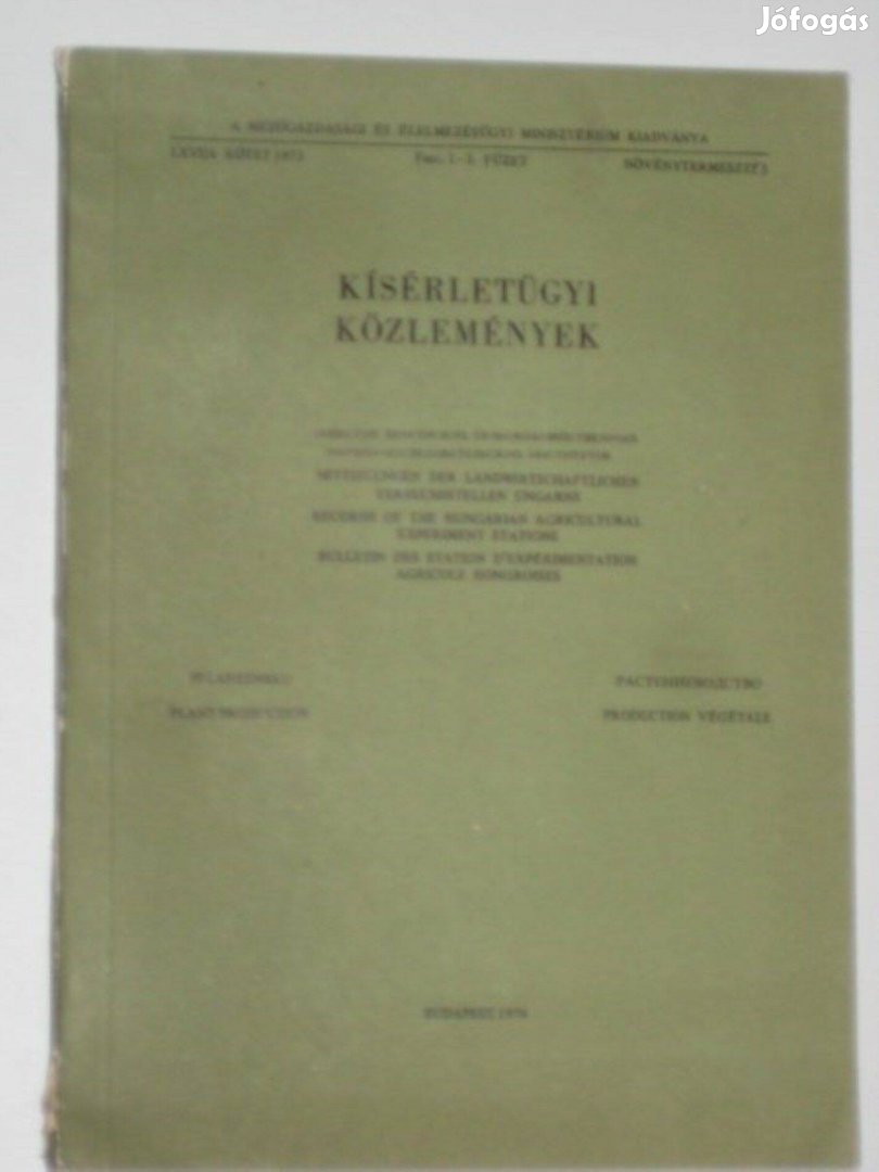 Kísérleti közlemények 1974