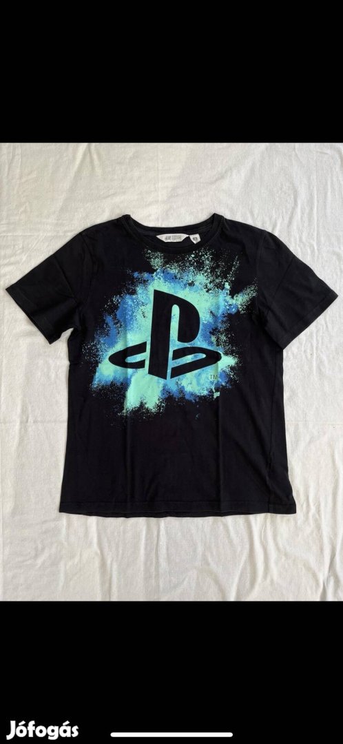 Kisfiú póló (158-164-es, Playstation, sötét, H&M)