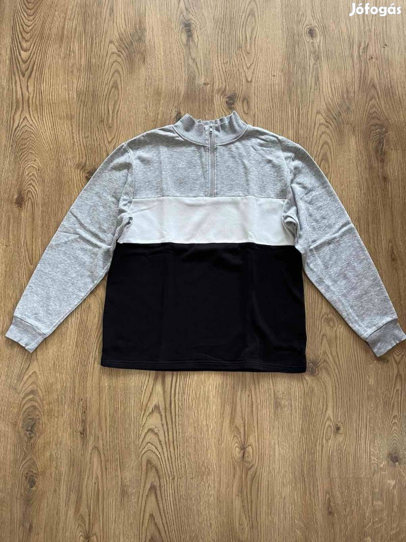 Kisfiú pulóver (170-es, szürke-fehér-kék, H&M)