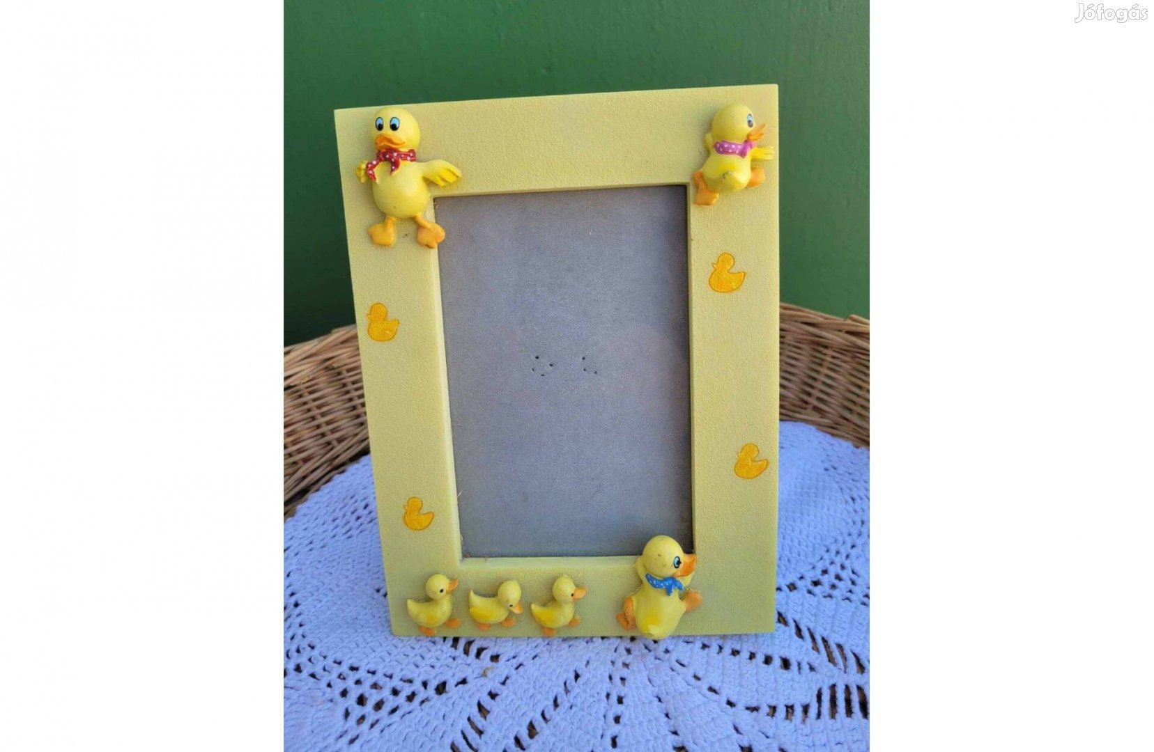 Kiskacsa mintás gyerek képkeret üveg előlappal