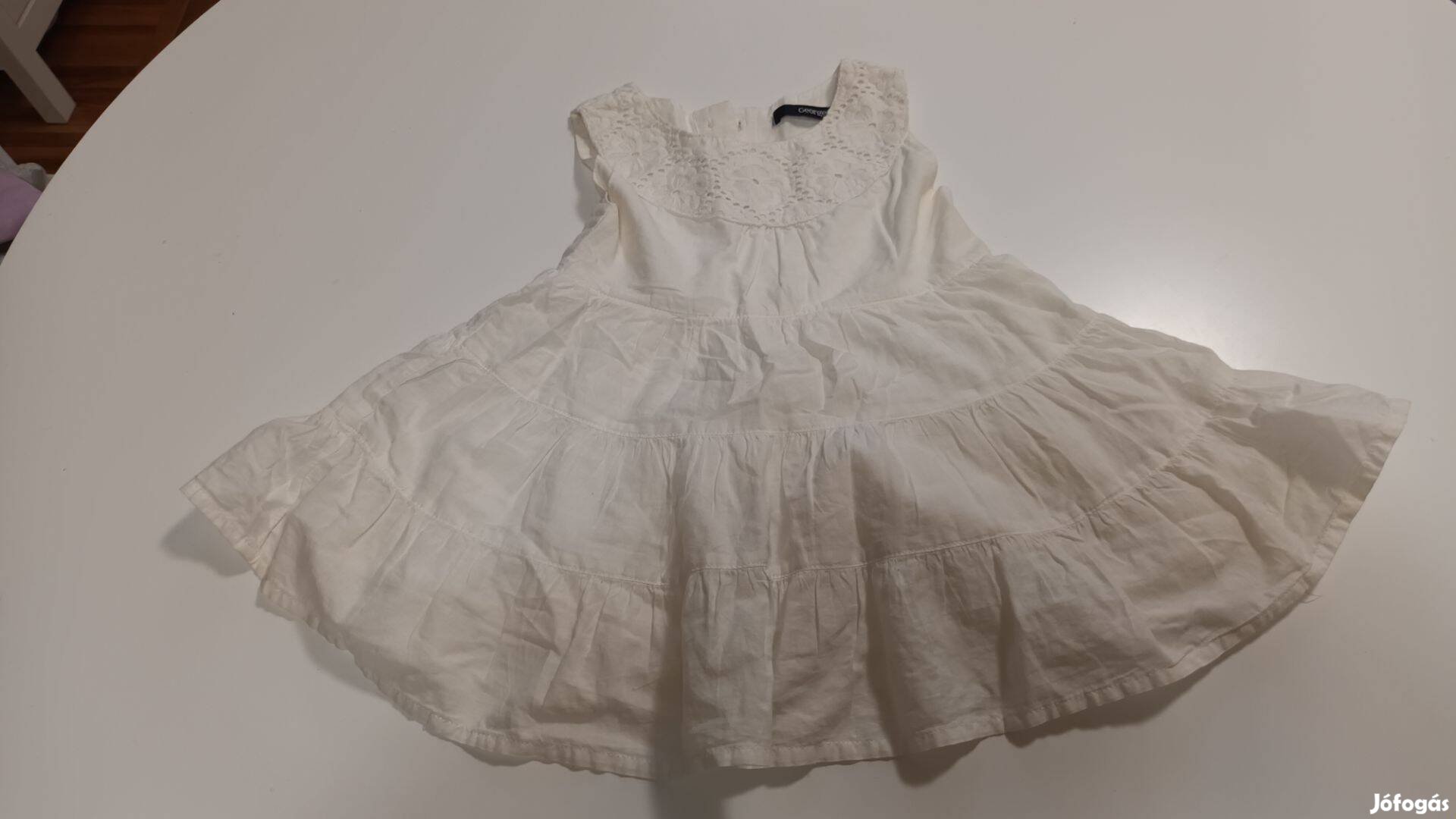 Kislány 92-es hófehér madeirás csodaszép alkalmi (keresztelő ruha)