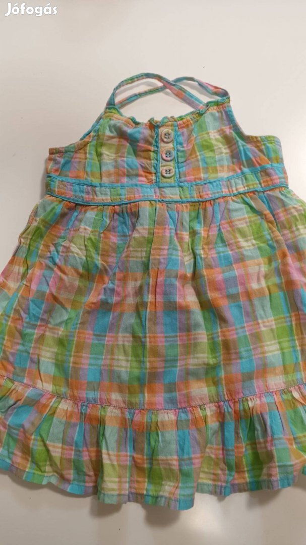 Kislány 92-es lenge nyári halvány színes kockás ruha