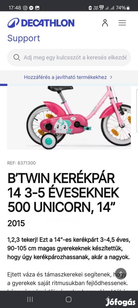 Kislany bicikli btwin 500