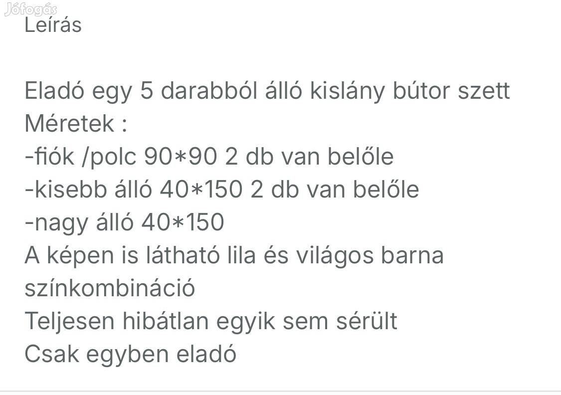 Kislány bútor szett eladó!!