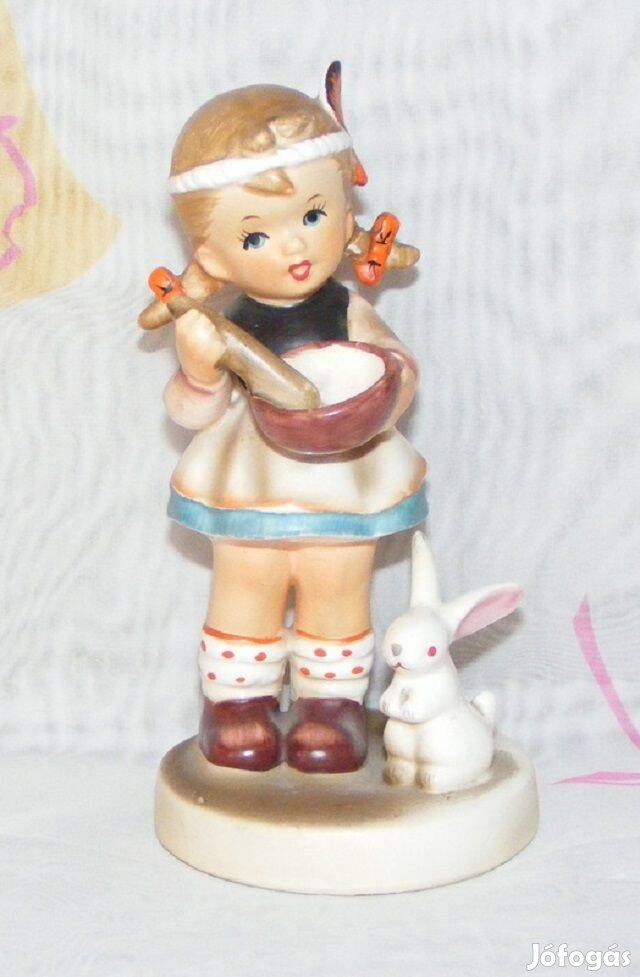 Kislány nyuszival porcelán figura