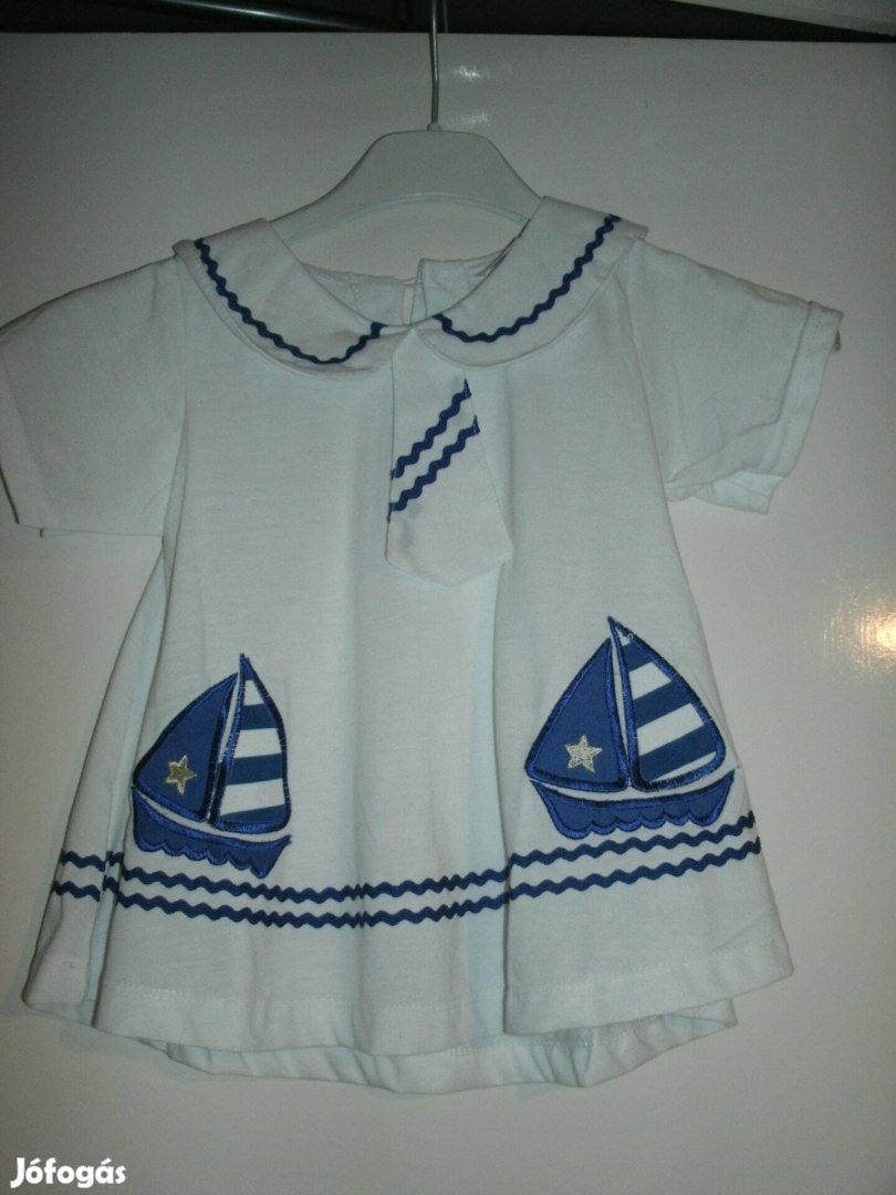 Kislány ruha Új fehér alapon tengerész mintával + bugyival