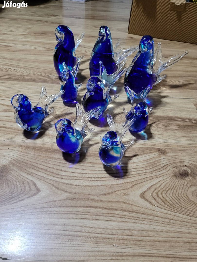 Kisslinger kristály üveg galambok 9db 