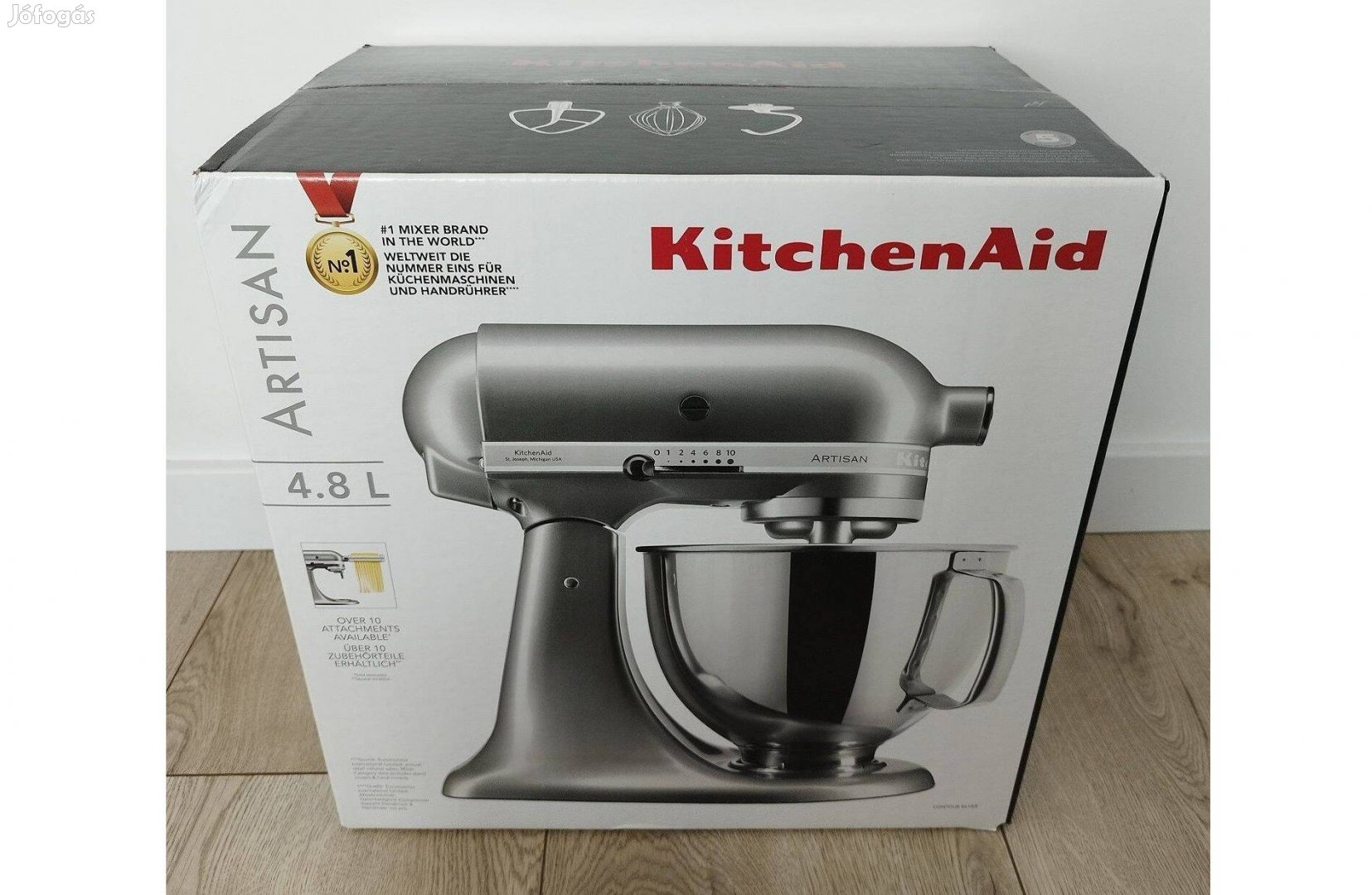 Kitchenaid Artisan 4,8L ezüst konyhai robotgép, dagasztó 5Ksm125ECU