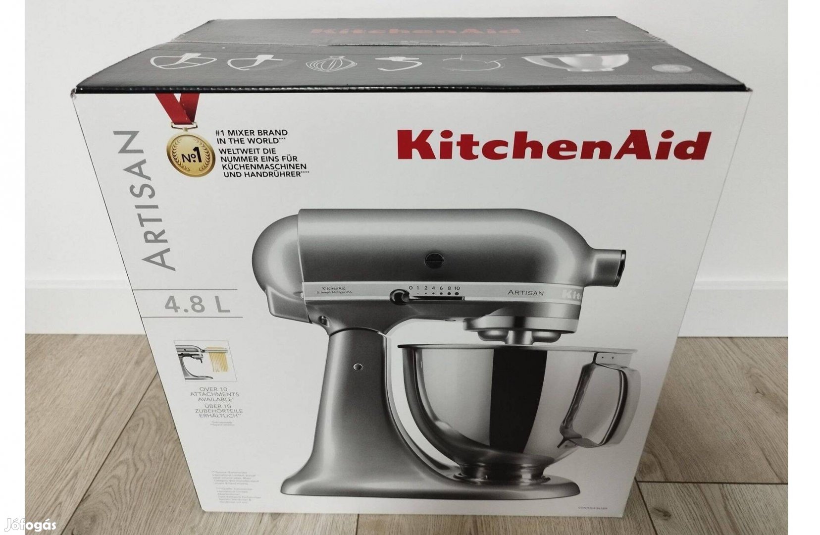 Kitchenaid Artisan 4,8L ezüst konyhai robotgép, dagasztó 5Ksm175Psecu