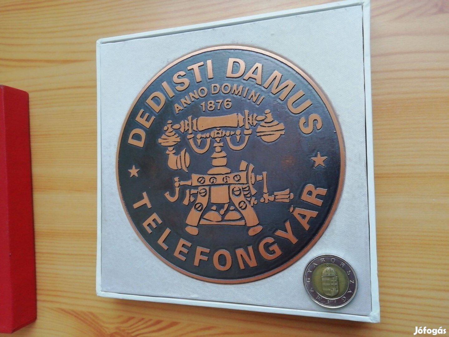Kitüntető plakett Dedisti Damus Telefongyár dobozában ritka