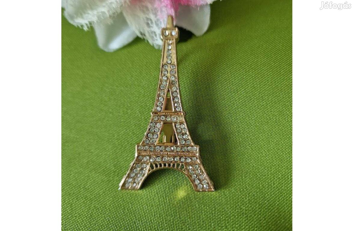 Kitűző, bross BRO225 - Strasszköves Eiffel torony 55x78mm