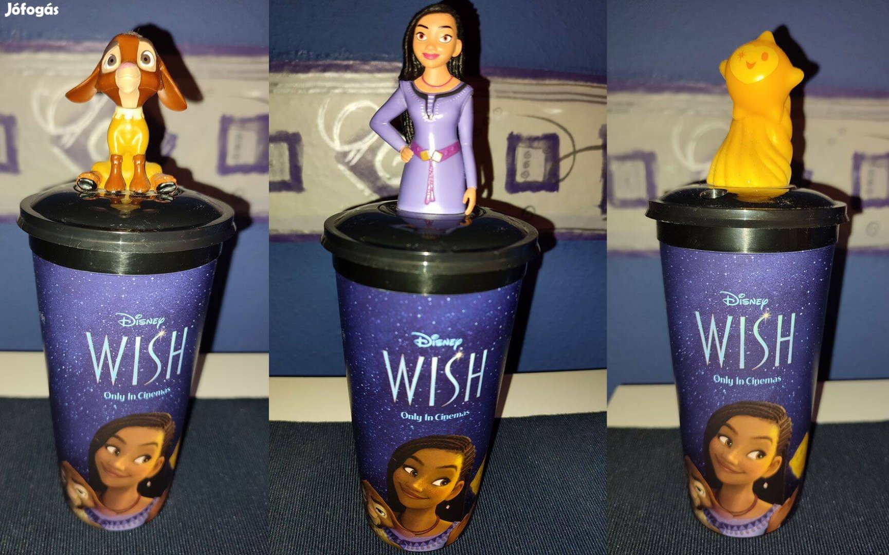 Kívánság (Wish) mozis pohár figurával (3 fajta)