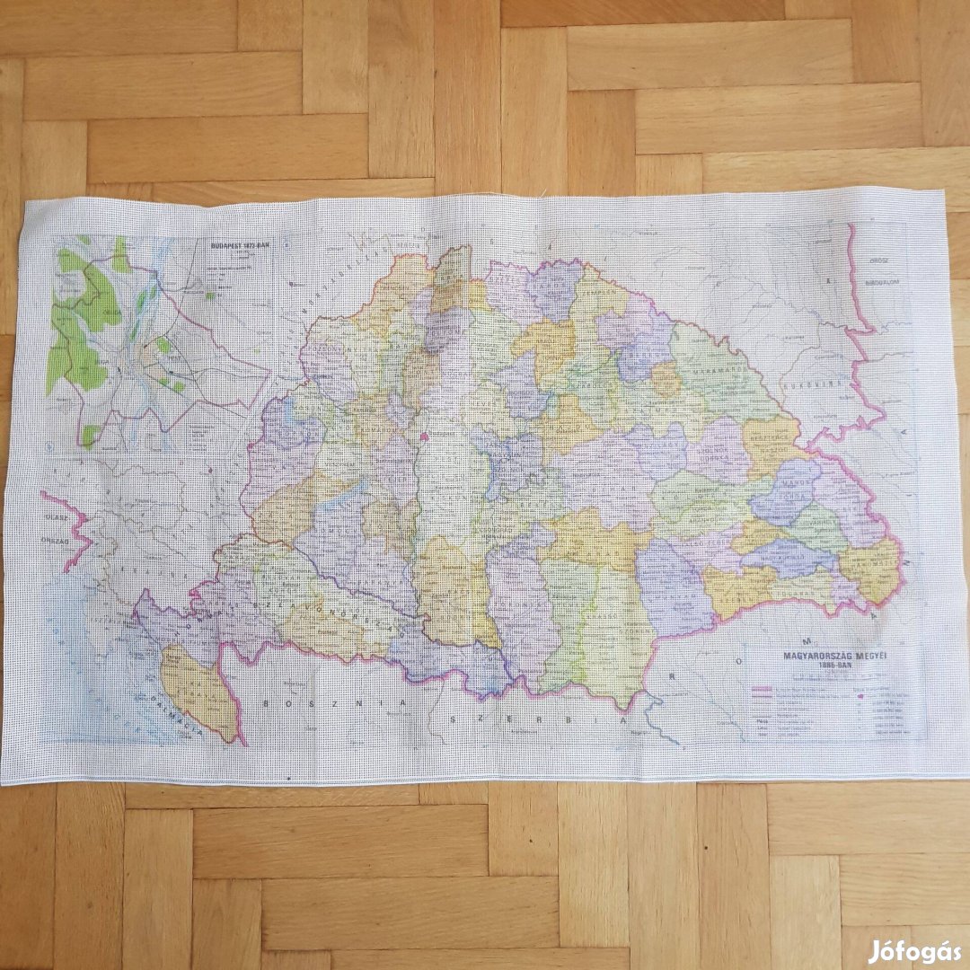 Kivarratlan óriás gobelin 60,5x98cm Nagy Magyarország megye térképe