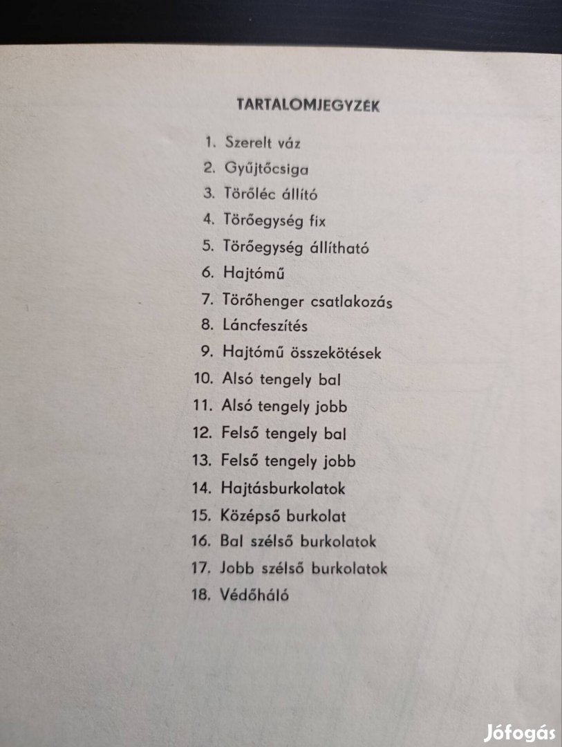 Klado FKA-602 M kukorica adapter alkatrészkatalógus