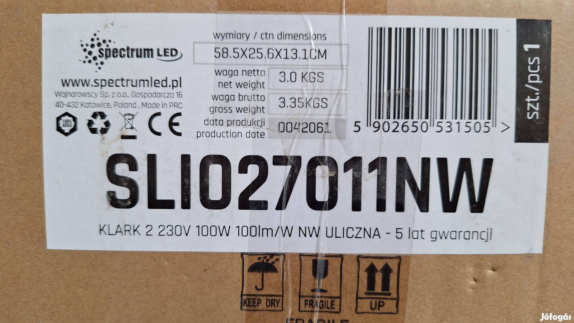 Klark 2 100W 230V IP65 utcai-, parklámpa, közvilágítás 10800lm 4000K