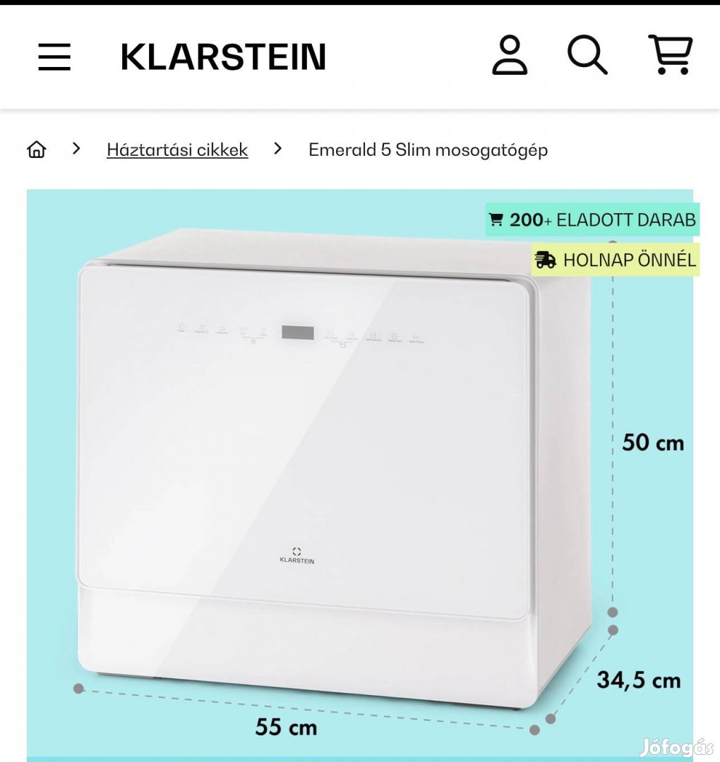 Klarstein Mini mosogatógép Új Garanciával