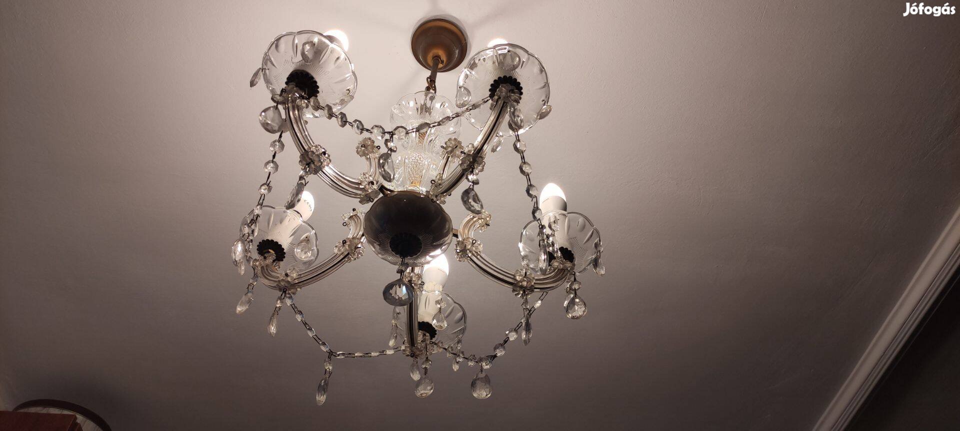 Klasszikus kristály csillár nagyon szép állapotban Vácon
