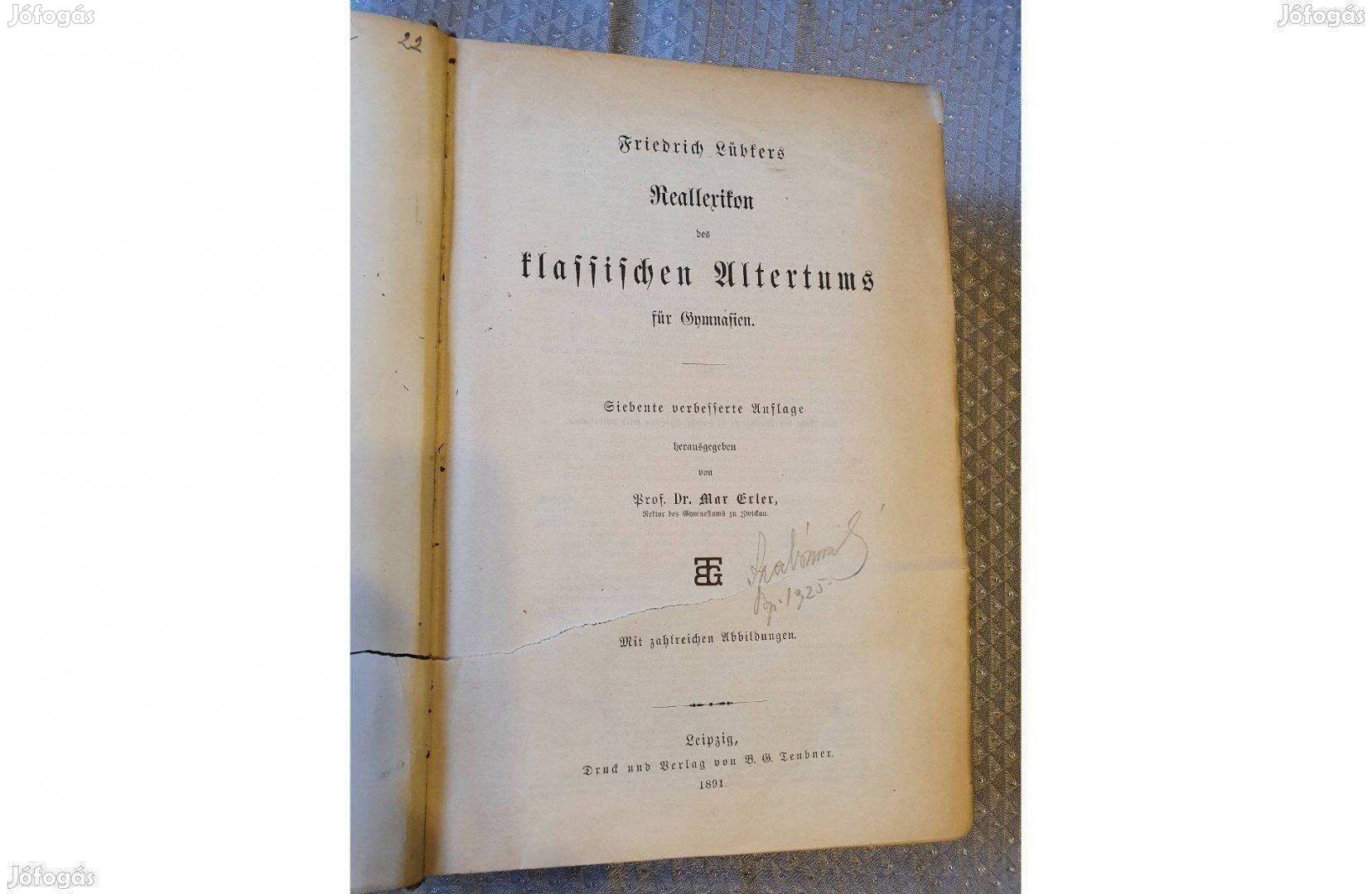 Klasszikus ókor lexikona antik 1891 gótbetűs német nyelvű