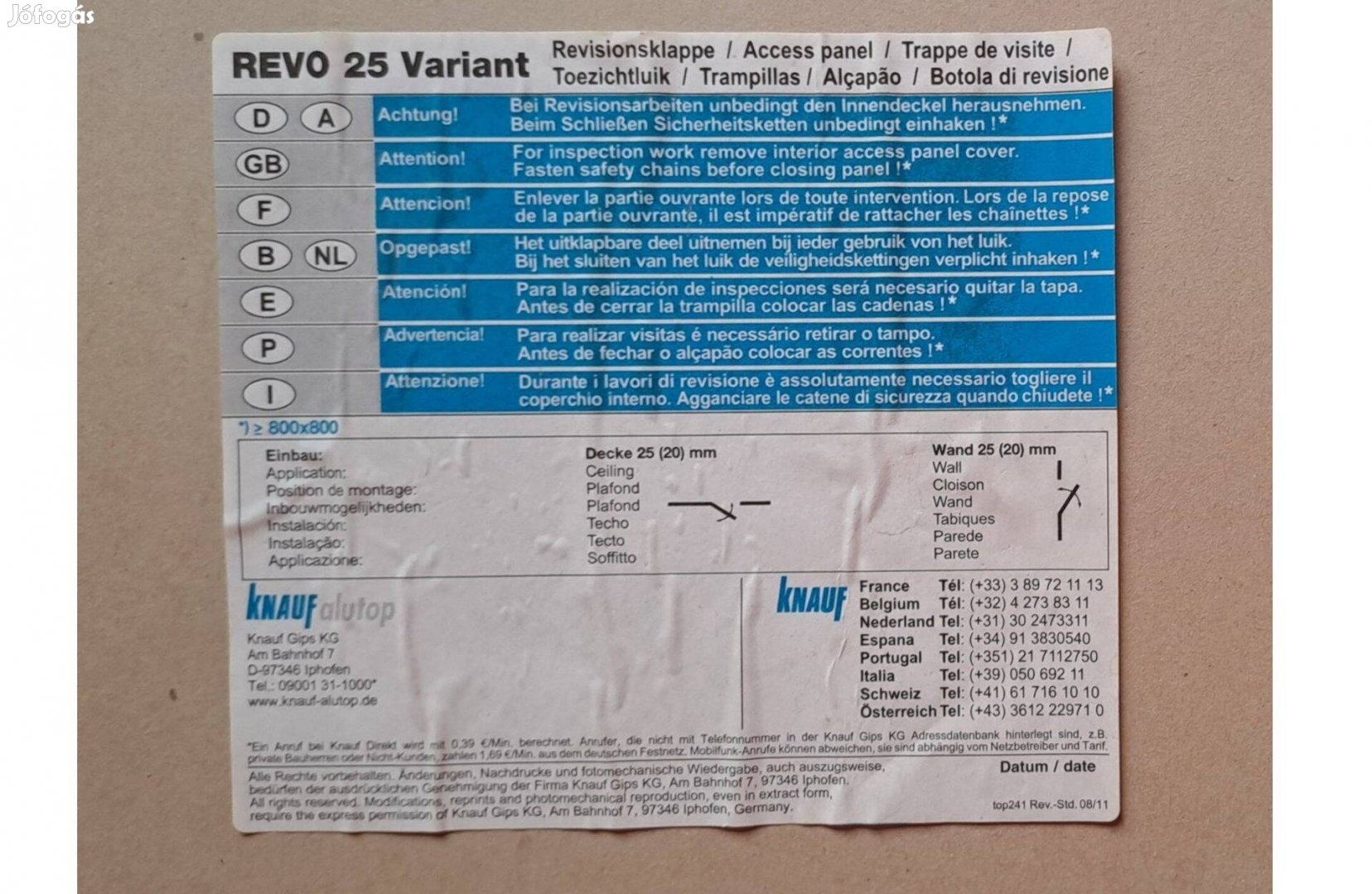 Knauf REVO 25 Variant Ellenőrző csappantyúk minden fal- és mennyezetre