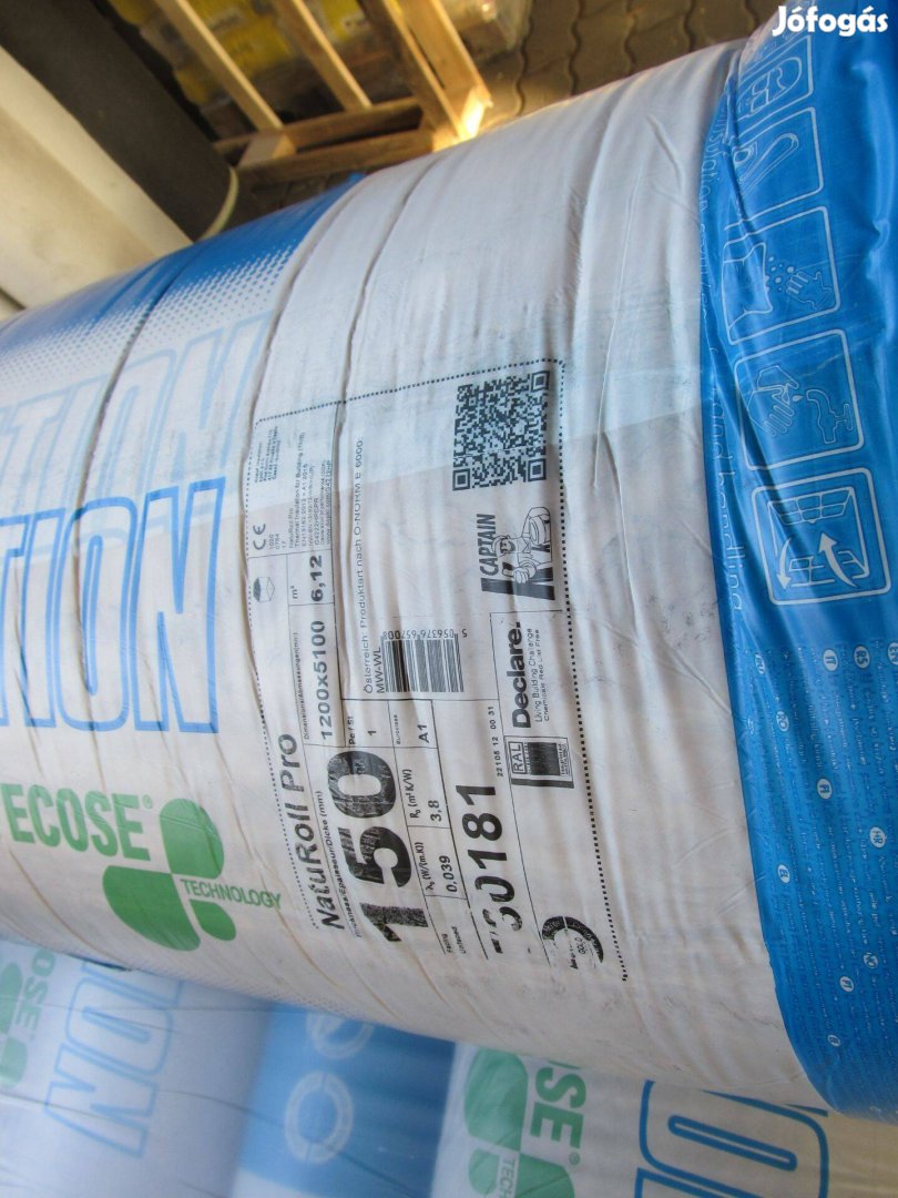 Knauf hőszigetelő, szigetelés, üveggyapot. 15 cm 1.970,- M2