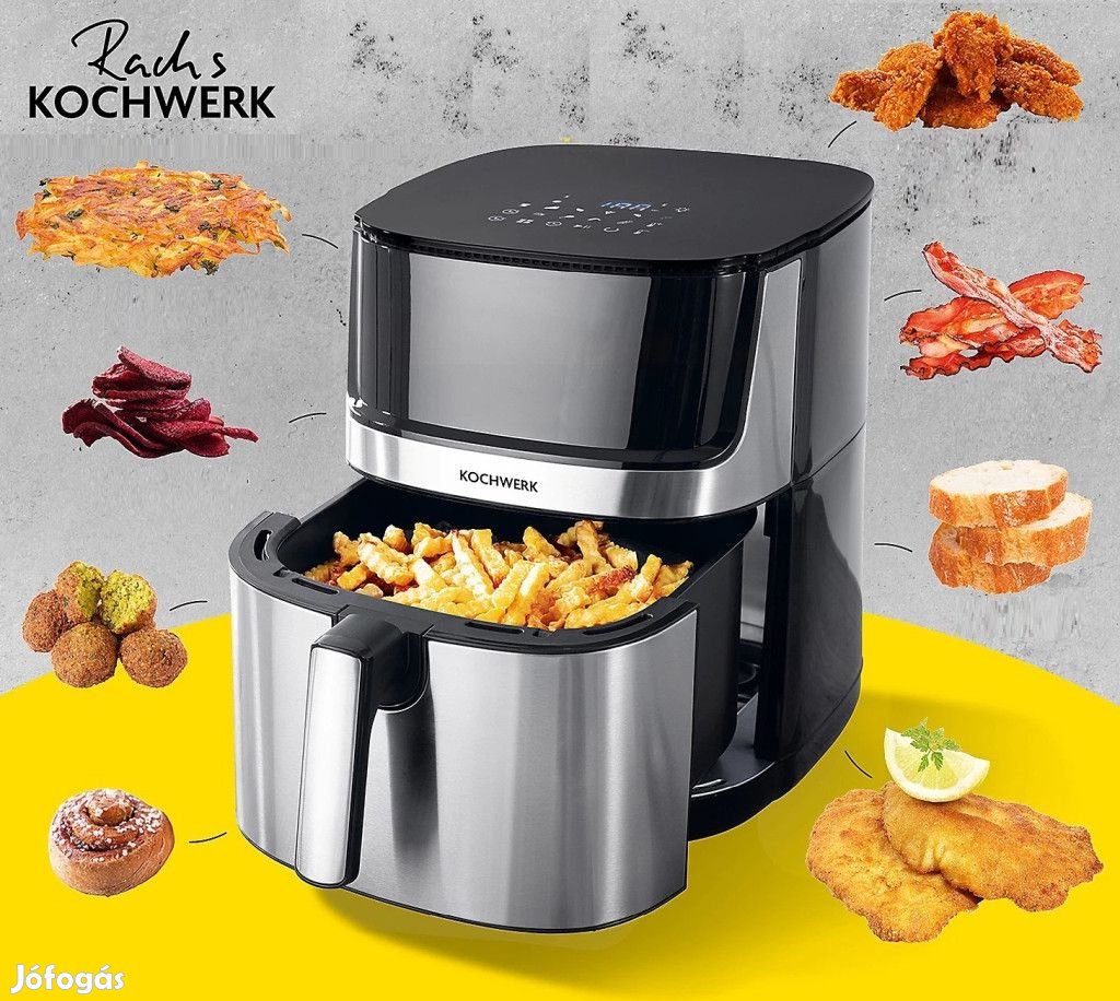 Kochwerk Dual Heat AirFryer XXL 2200W 7.5L inox, nemesacél digitális