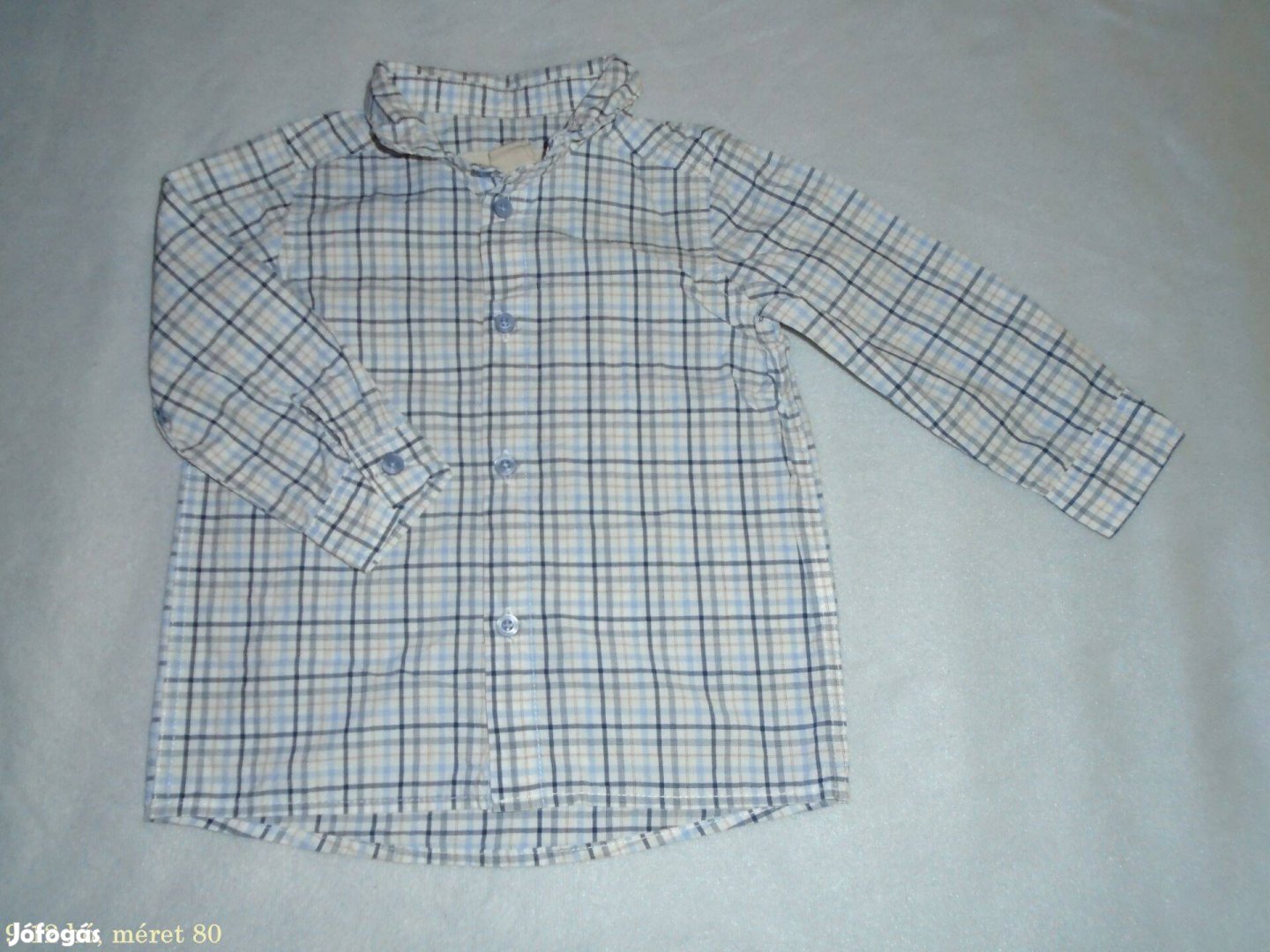 Kockás és kék hosszú ujjú ing 9-12 hó méret 80