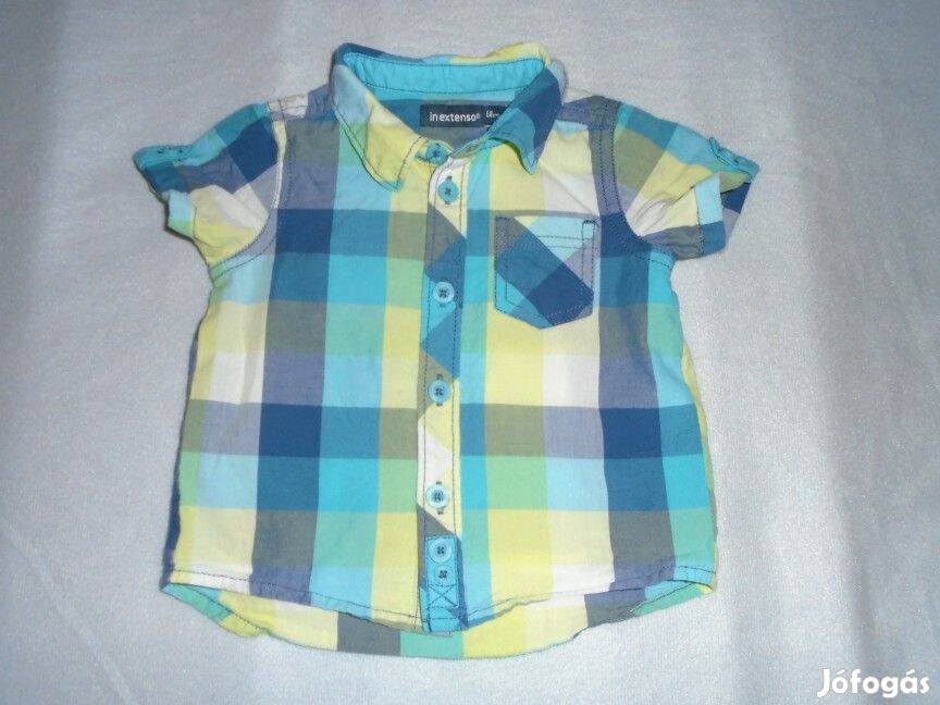 Kockás és kék rövid ujjú ing 3-6 hó méret 68