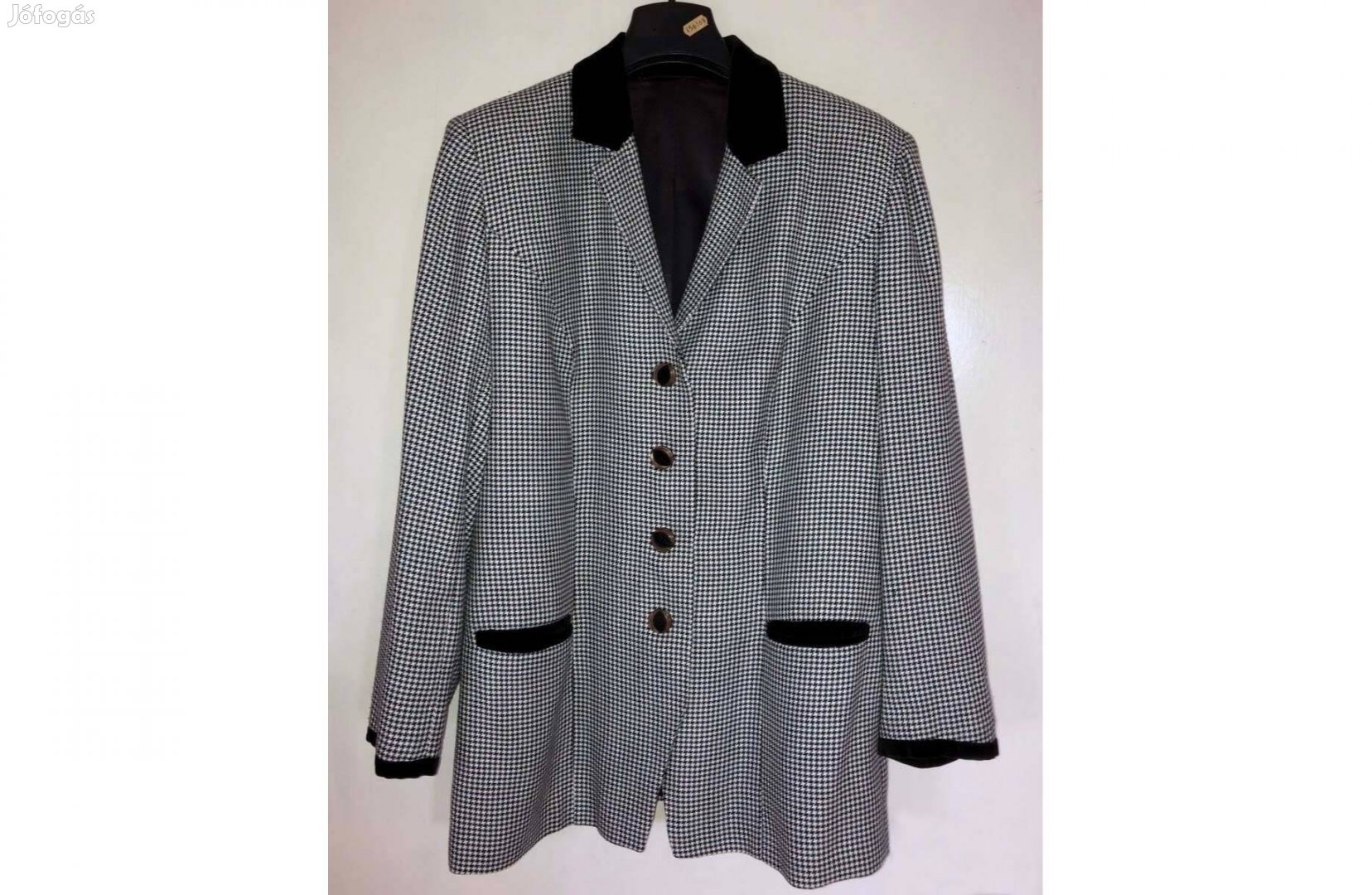 Kockás fekete-fehér női blézer kabát - dzseki - zakó - XL