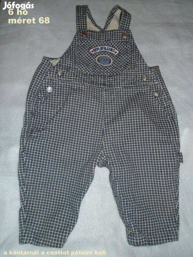 Kockás kantáros nadrág 6 hó méret 68