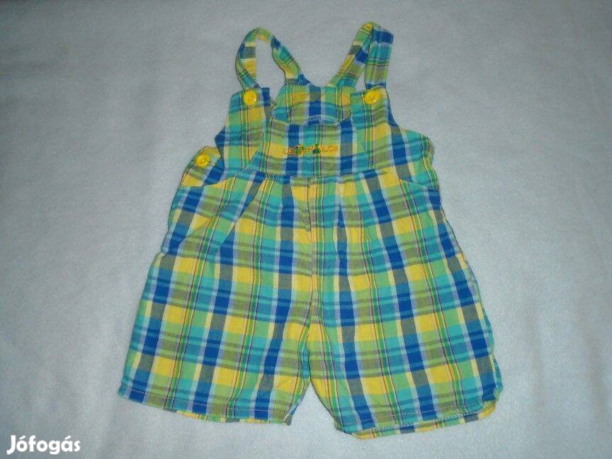 Kockás kantáros rövidnadrág 6-9 hó méret 74