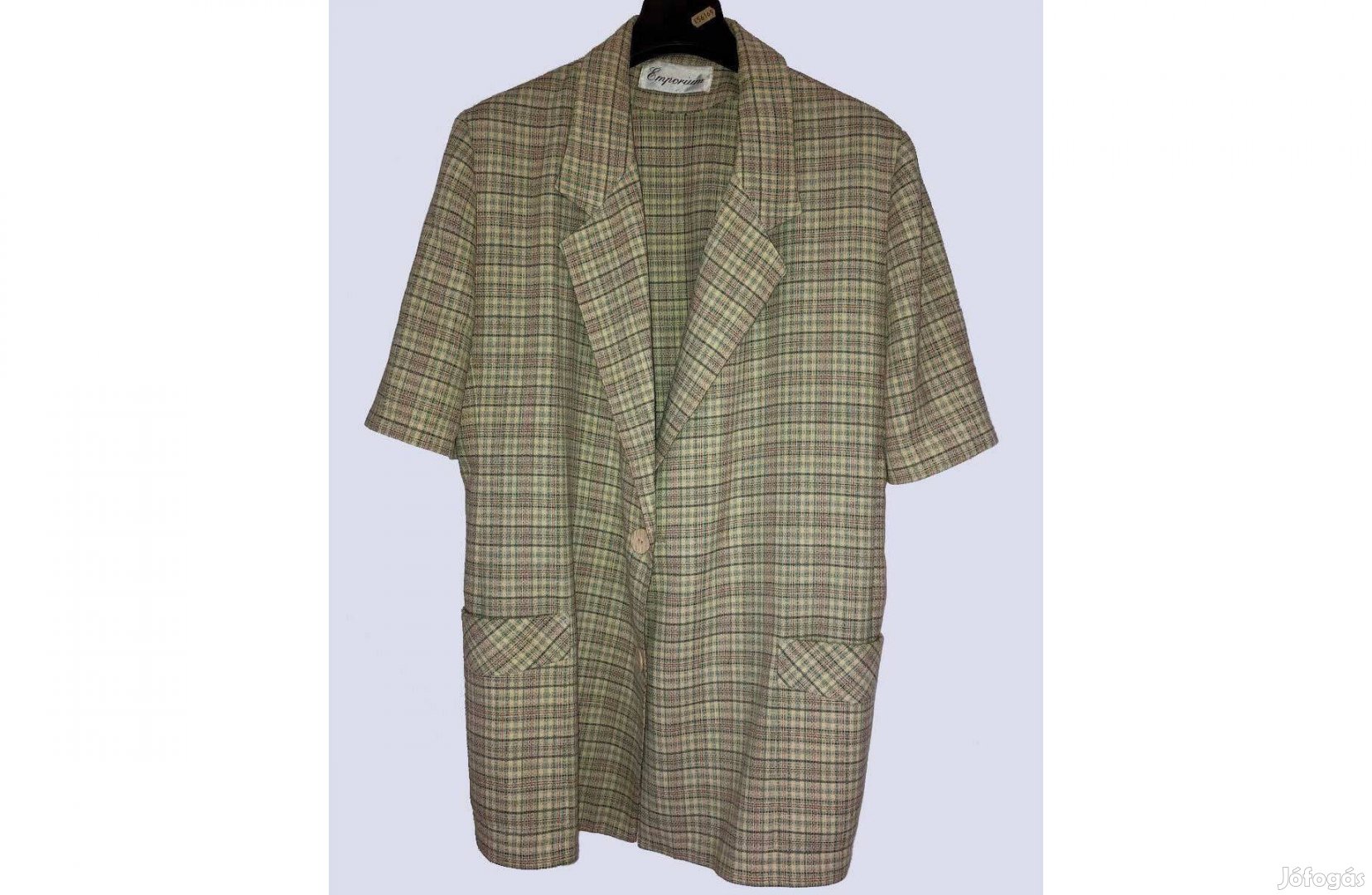 Kockás női blézer kabát rövid ujjú dzseki zakó - XL felső