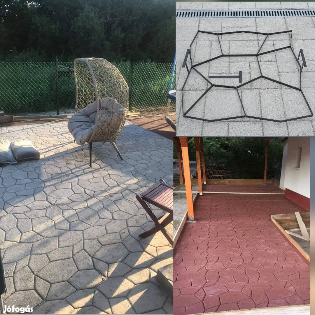 Kőhatású 60x60cm vasból készült beton mintázó sablon 