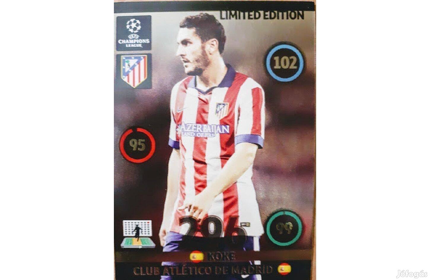 Koke Atlético Madrid Limited Edition focis kártya Panini 2014-15