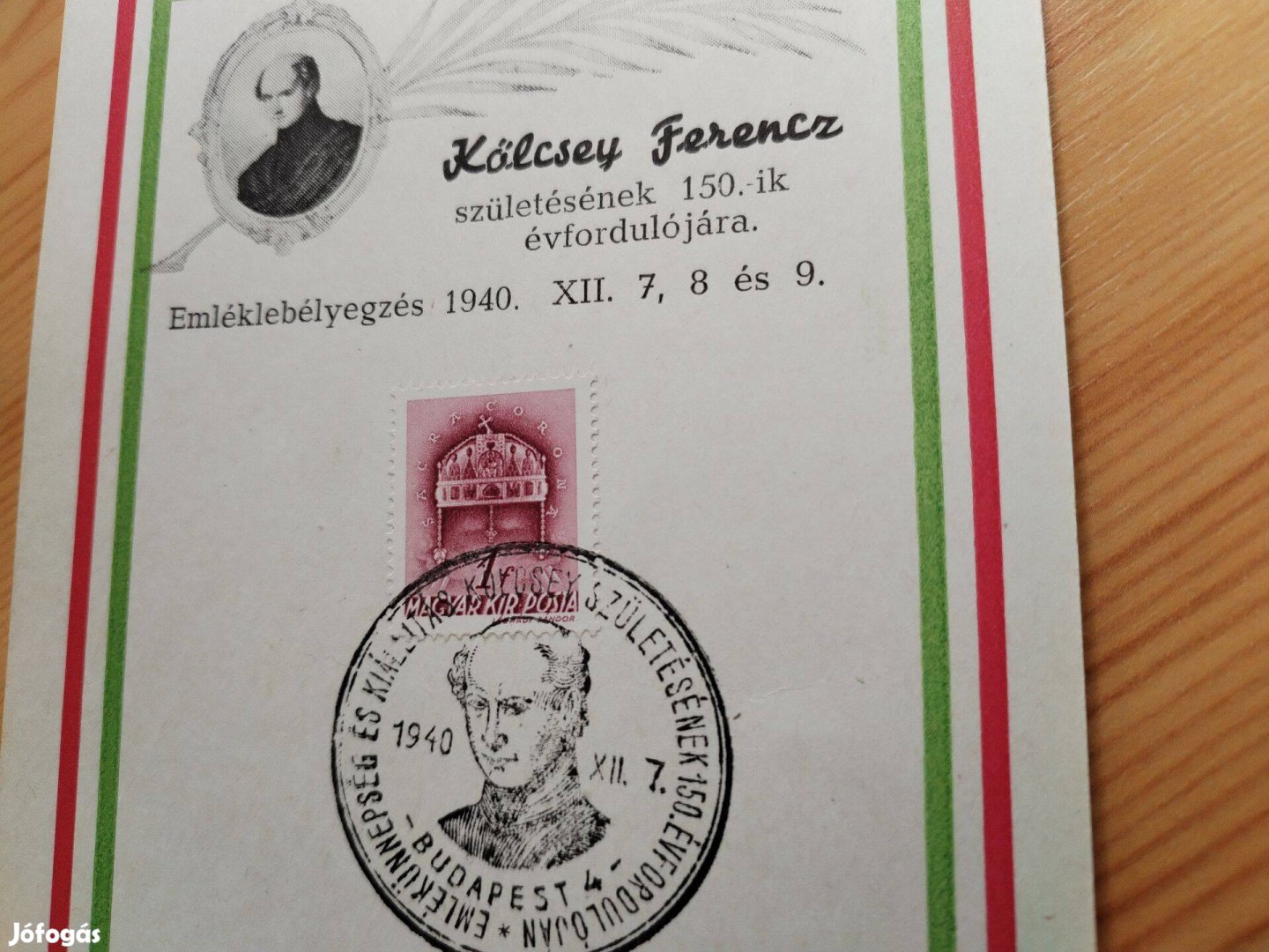 Kölcsey Ferencz emléklap 1940-es kiadás