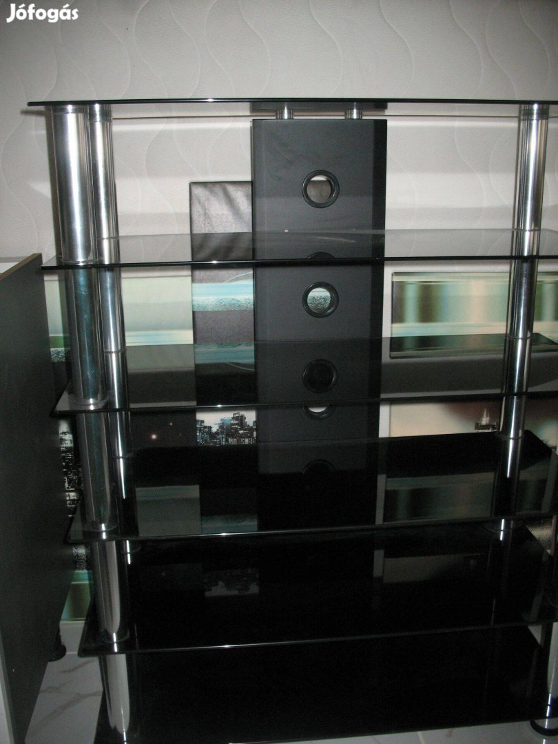 Költözés miatt eladó egy fekete Króm-Üveg polc