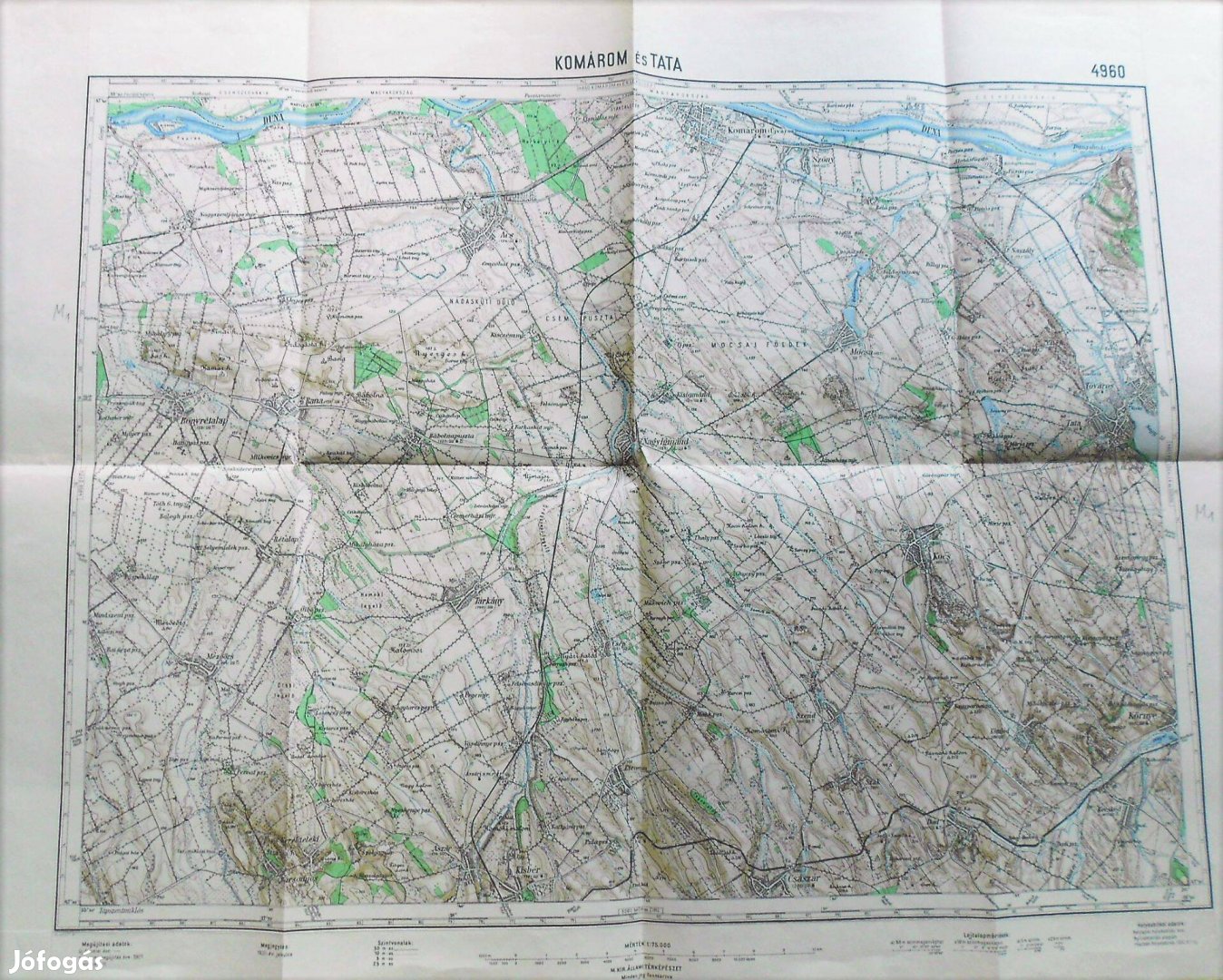 Komárom Tata Kisbér Ács Környe régi térkép 1931