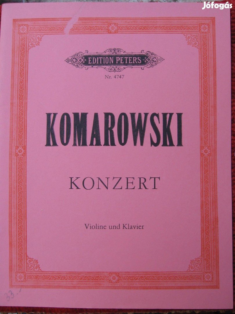 Komarowski : e-moll koncert Nr.1. hegedű kotta