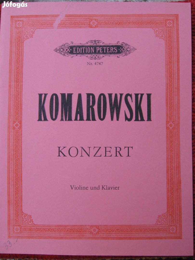 Komarowski : e-moll koncert Nr.1. hegedű kotta