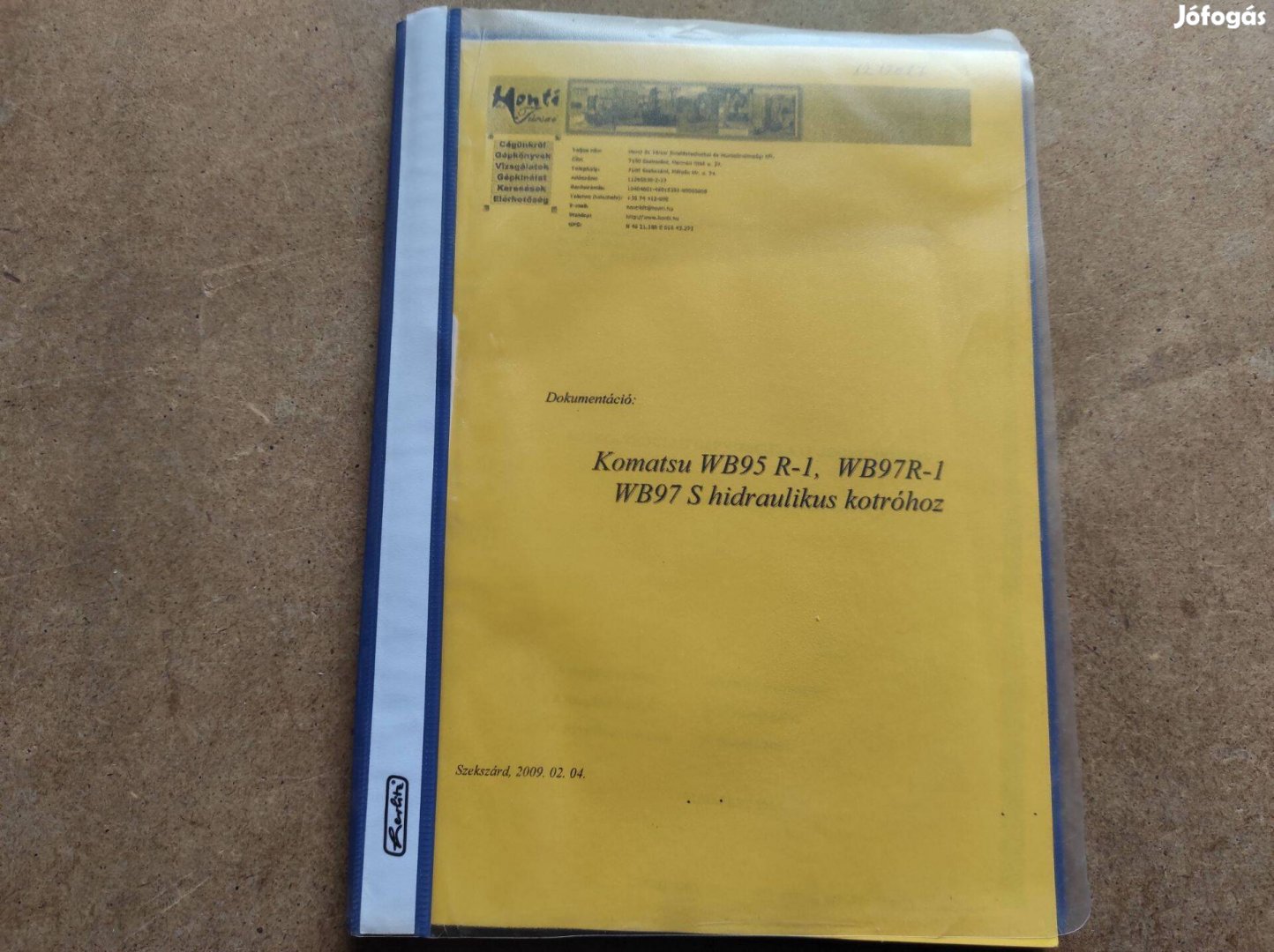 Komatsu WB95 R-1, WB97R-1,WB97 S kotró kezelési gépkönyv