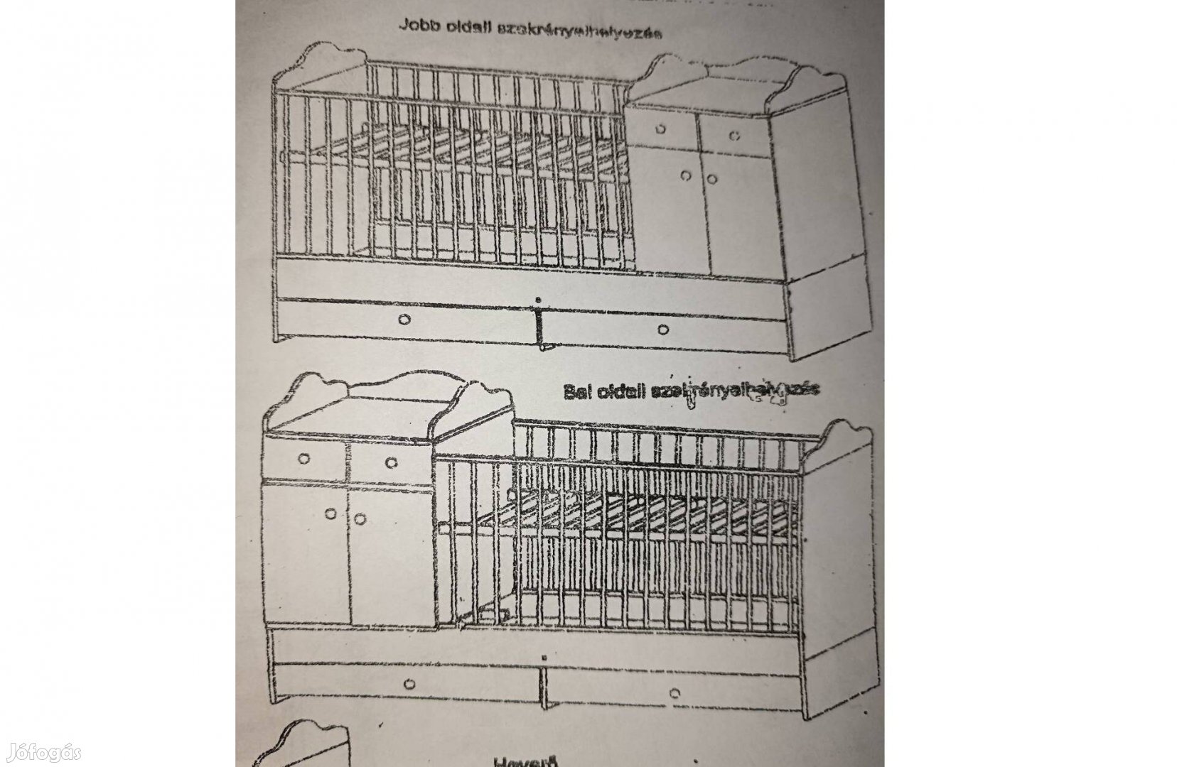 Kombi gyerek ágy matraccal kiságy