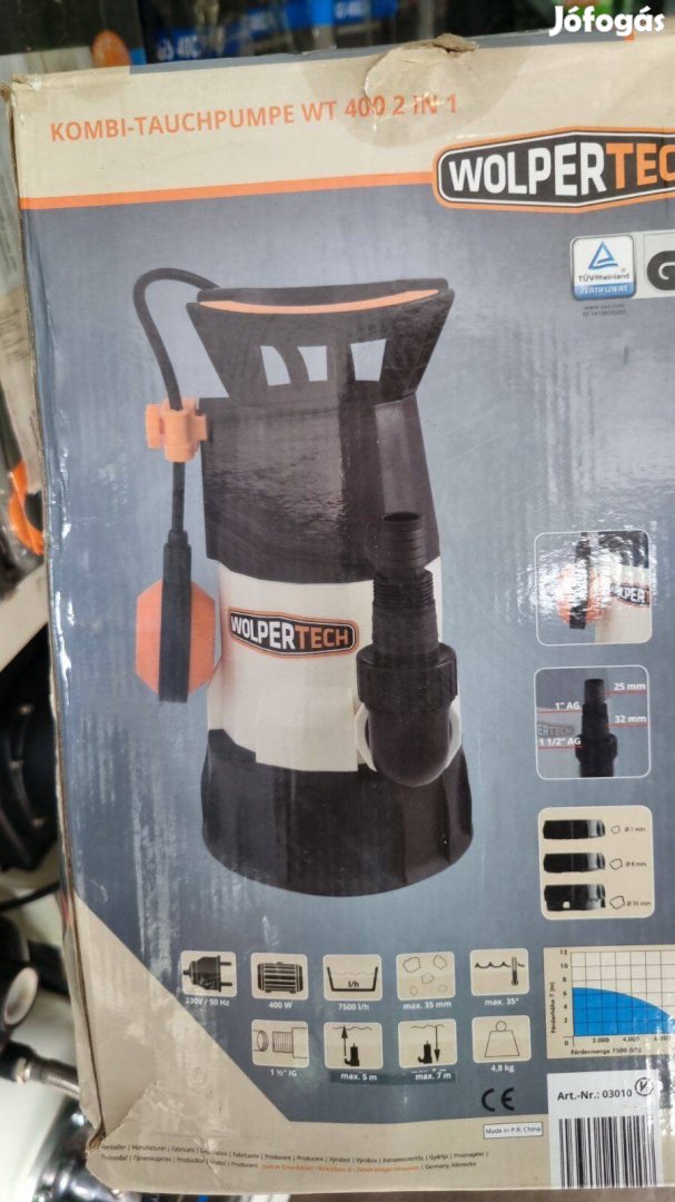 Kombinált búvárszivattyú, 2az1-ben merülő tiszta víz és szennyvízhez