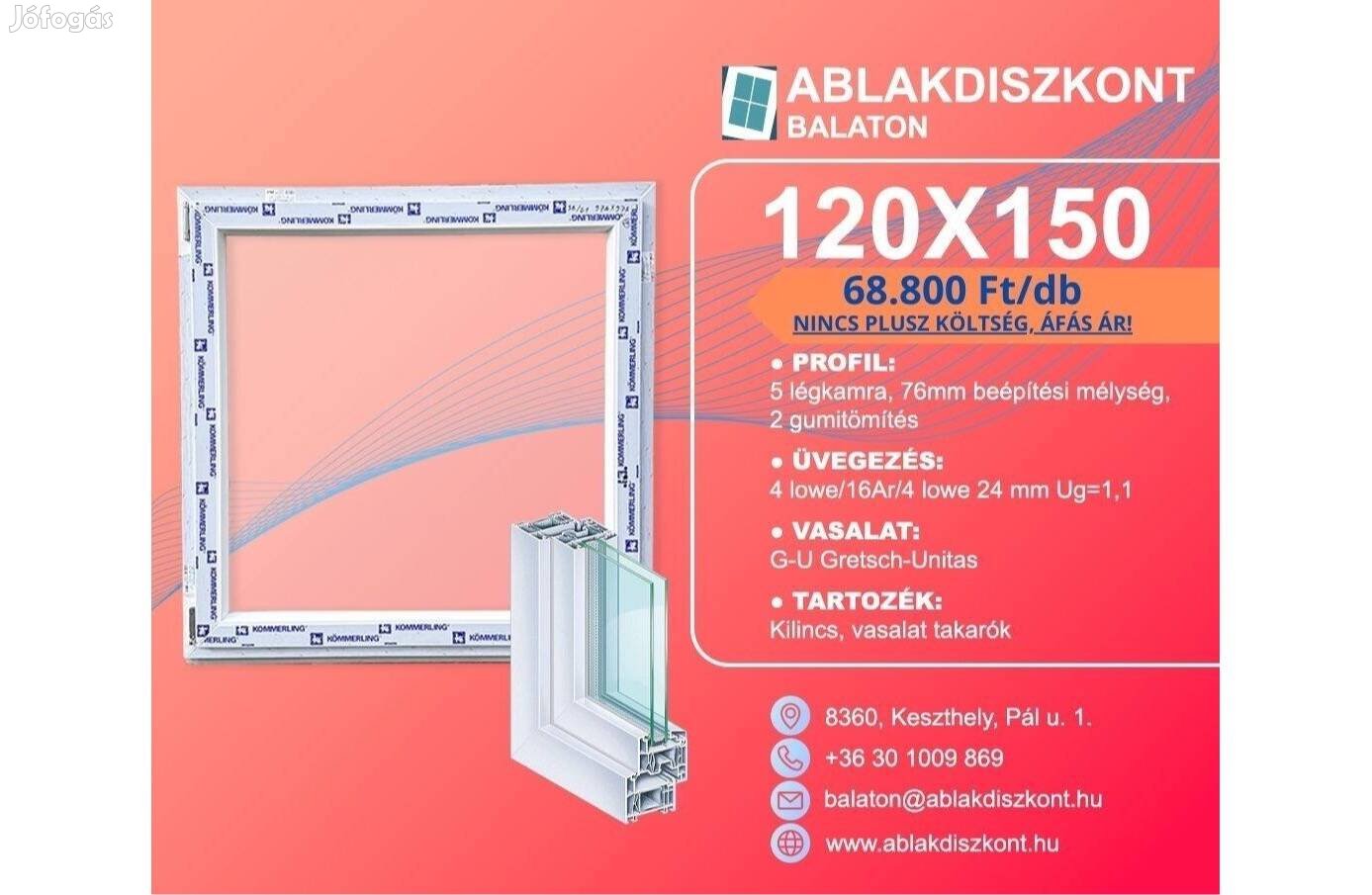 Kömmerling 120X150 nyílászárók Raktárkészletről