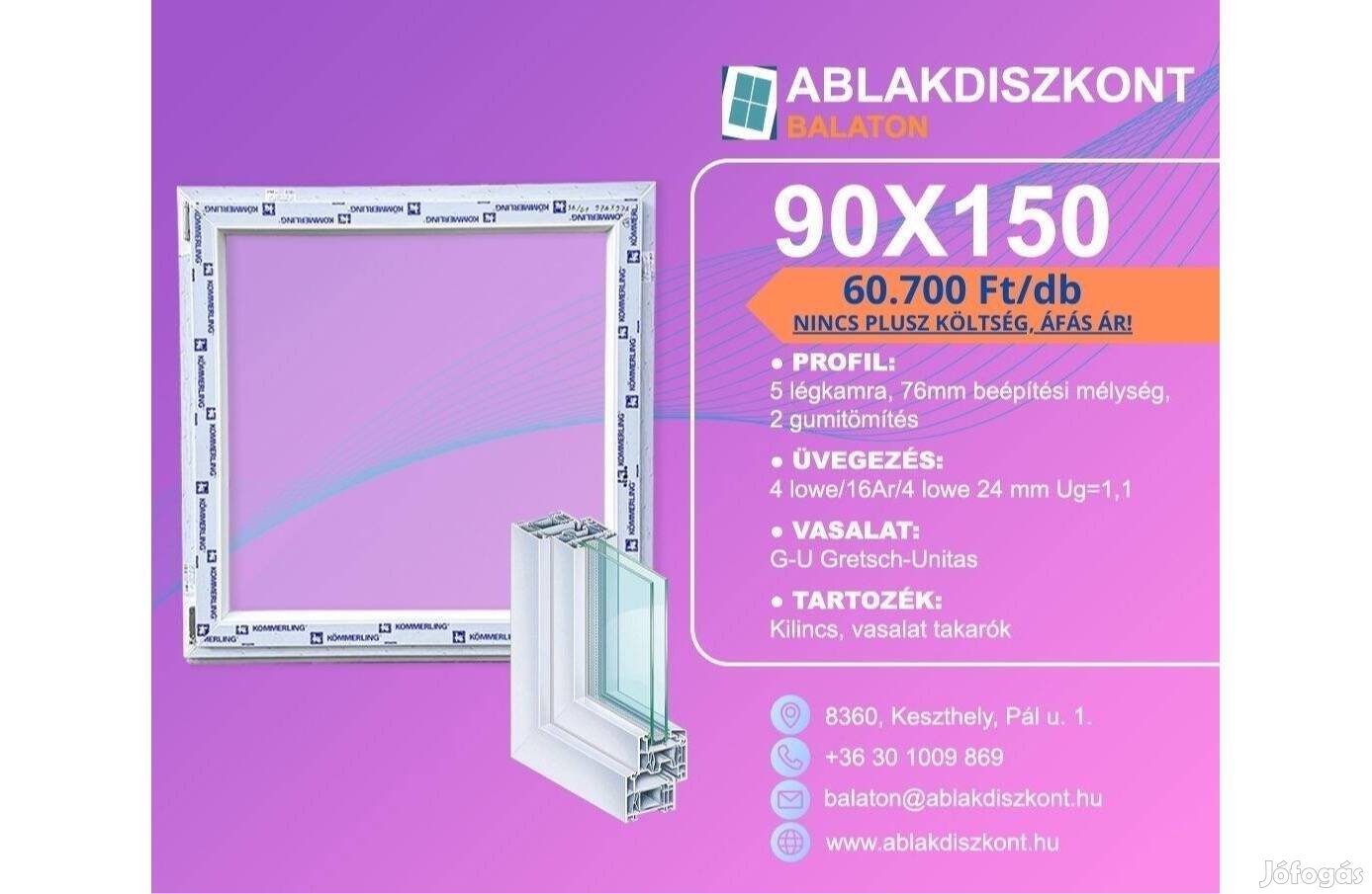 Kömmerling 90x150 nyílászárók Raktárkészletről