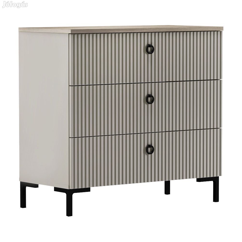 Komód, szürkésbarna Taupesilverjack tölgy, DOMCA 3S