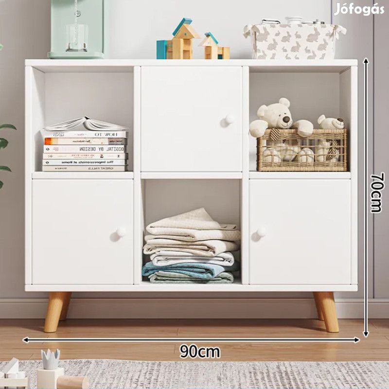 Komód hálószoba nappali bútor 3 ajtós szekrény 90x24x70 cm fehér PZ02