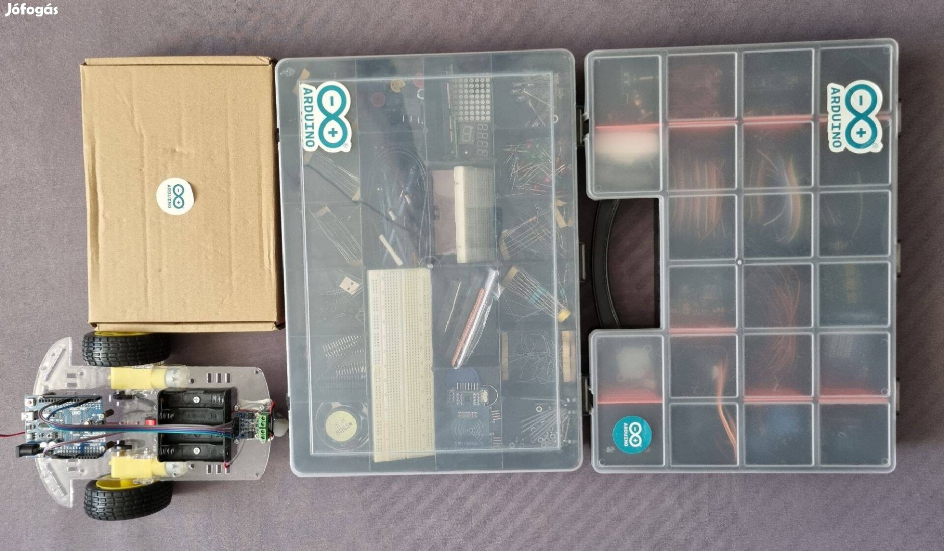 Komplett Arduino szett robot autóval szenzorok, modulok,