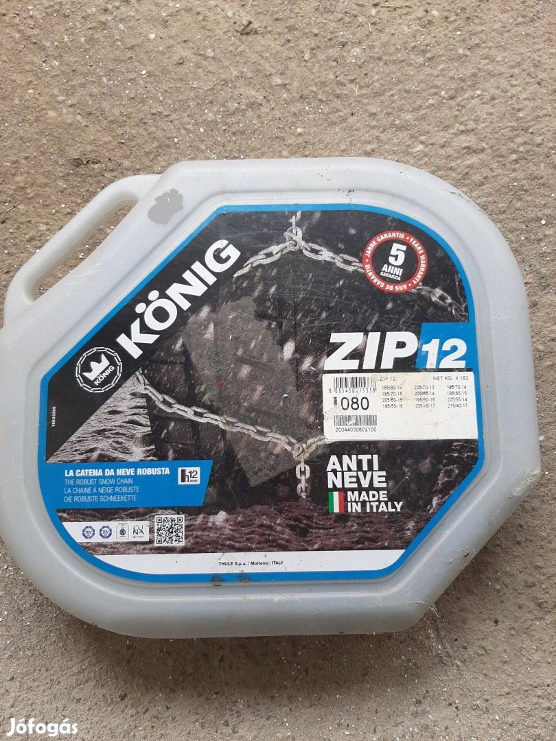 König acél hólánc, 12mm-es szemekkel