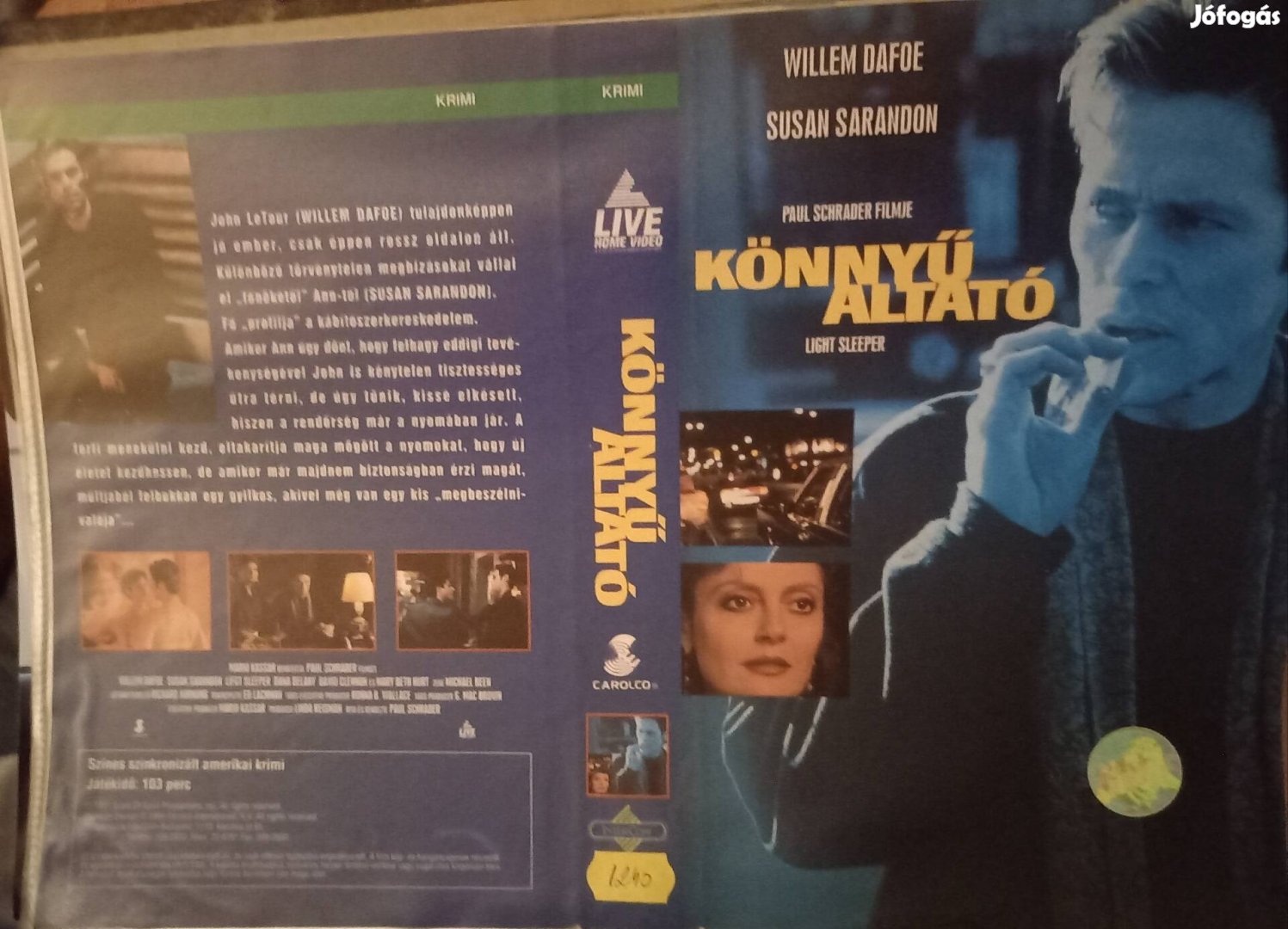 Könnyű altató - krimi vhs - William Dafoe