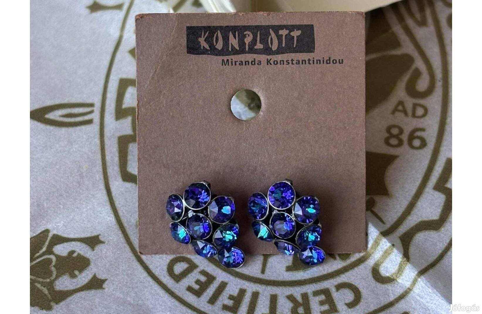 Konplott szőlő fülbevaló Swarovski kristályokkal